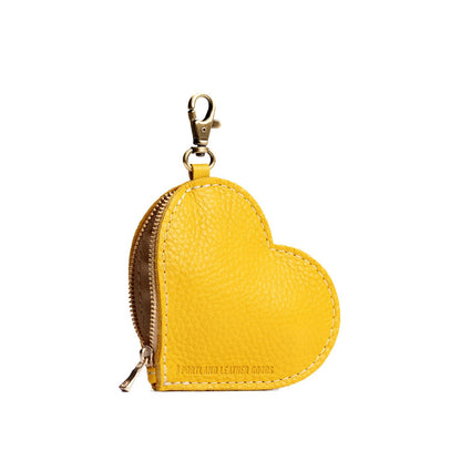 Naples | Heart-shaped leather pouch keychain with zipper top and lobster clasp