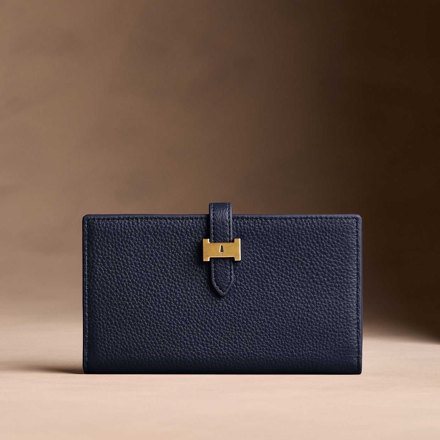 Anchor Blue*Extra Large | Leather bifold wallet with a strap and bar closure