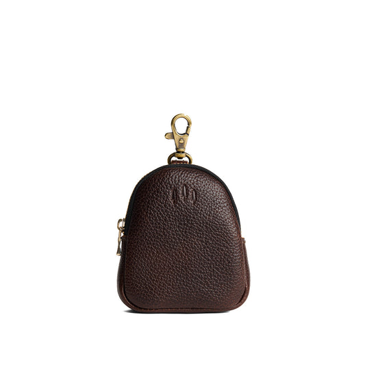 Coldbrew | Leather keychain pouch with zipper top, swivel lobster clasp, and debossed emblem of three PLG trees