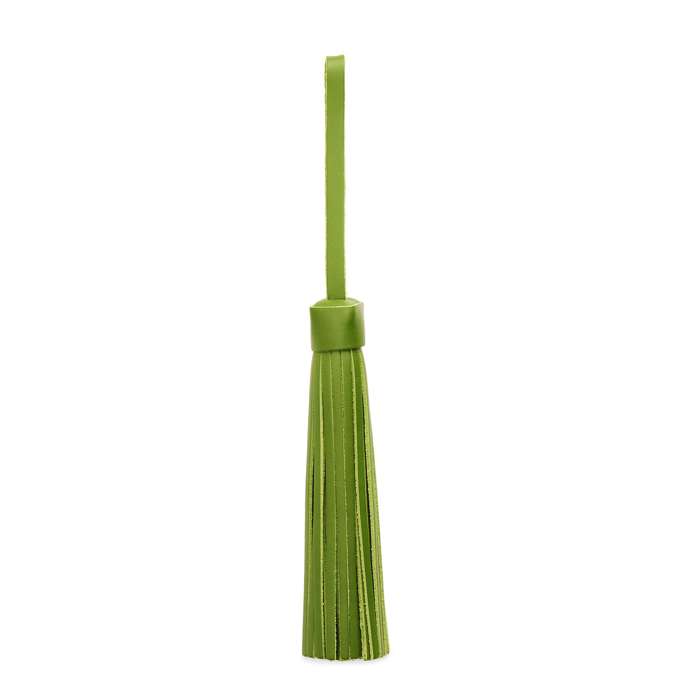 Green Apple*Jumbo | Fringed leather tassel with leather loop