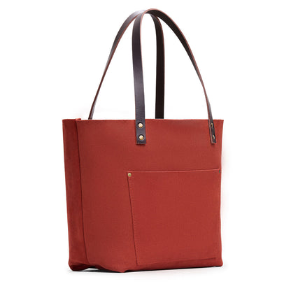 Cinnabar*Classic | Large leather tote bag with sturdy bridle handles and front pocket