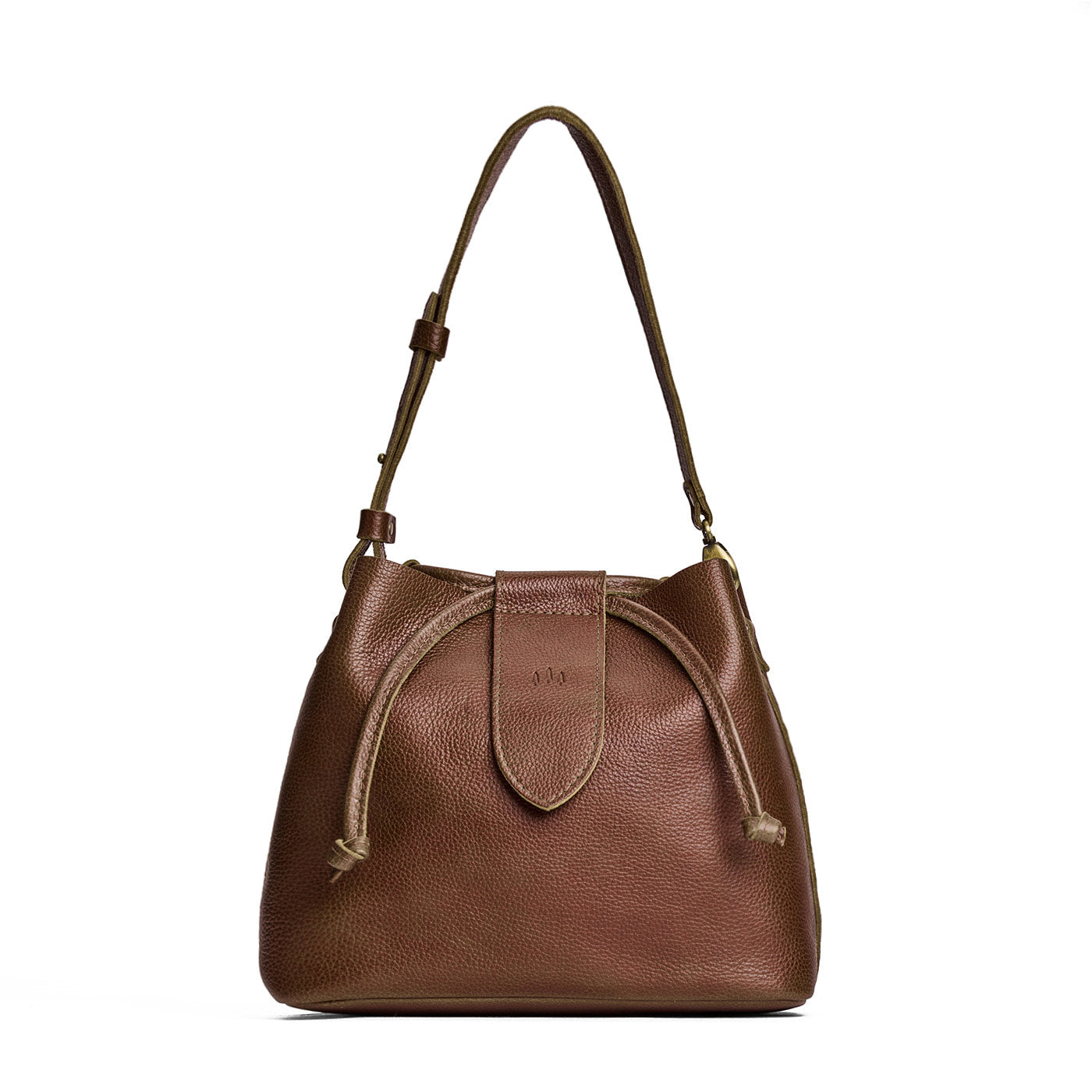 Asheville*Large | Symmetrical leather bag with leather drawstring closure and adjustable shoulder strap