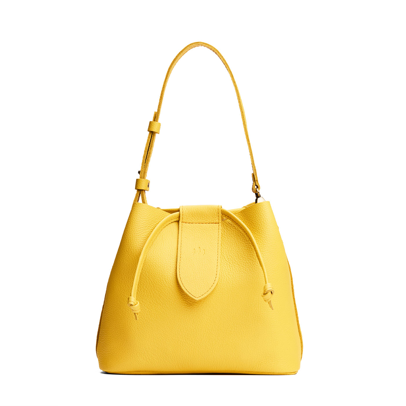 Canary*Large | Symmetrical leather bag with leather drawstring closure and adjustable shoulder strap