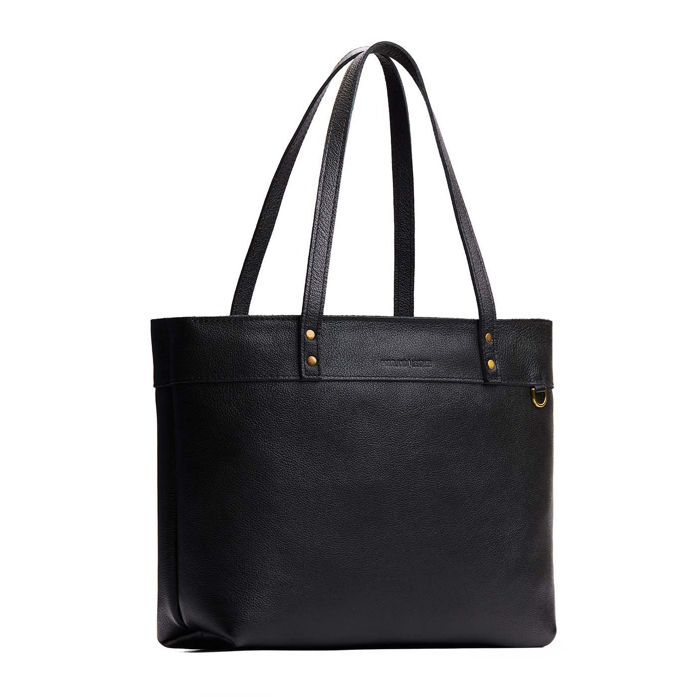 Pebbled--black*Large*Zipper | Leather tote bag with riveted straps and exterior key loop