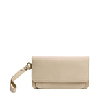 Pebbled Bone | Leather wallet clutch with wristlet and magnetic closure