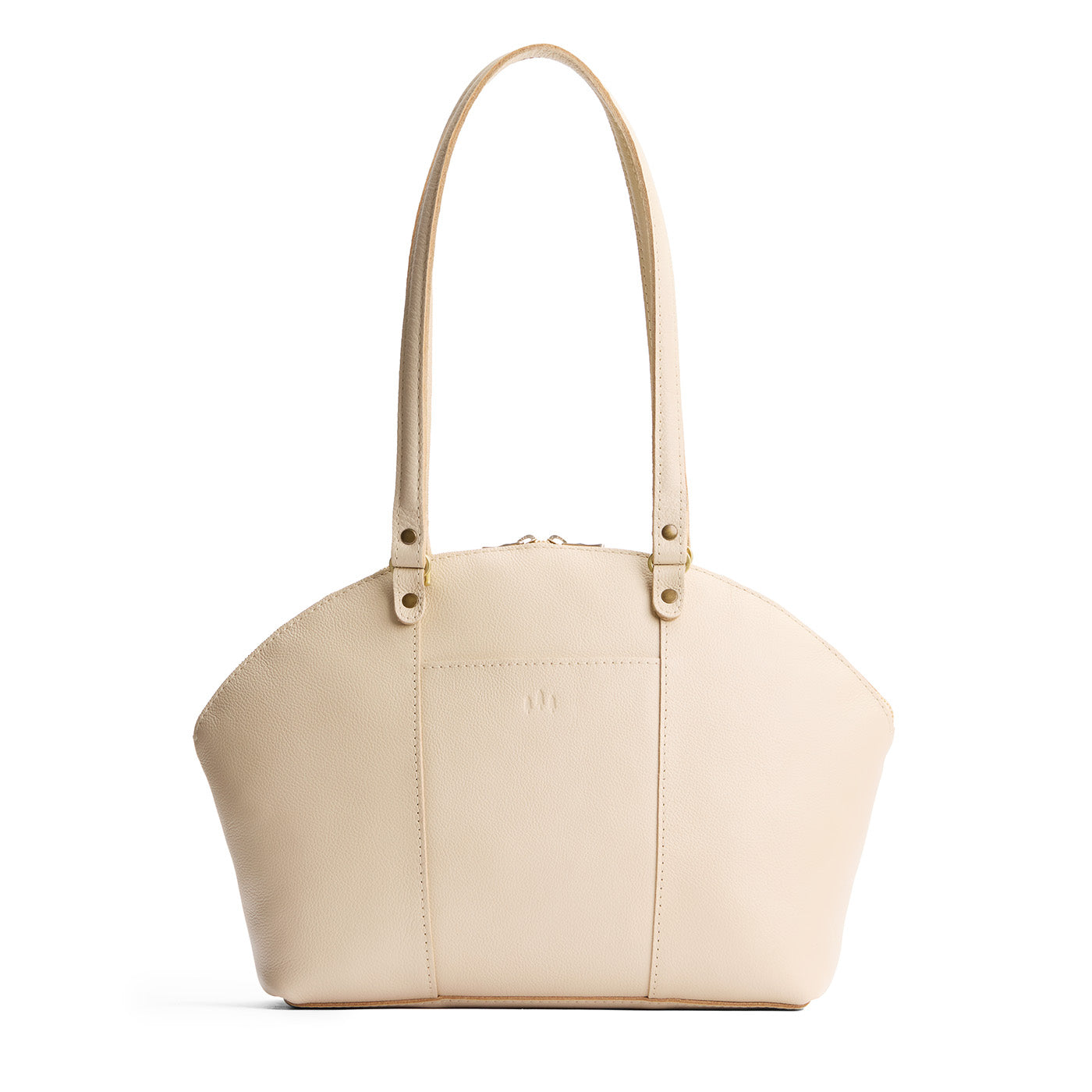 Pebbled Bone*Large | A half circle crossbody bag with handles and removable crossbody strap