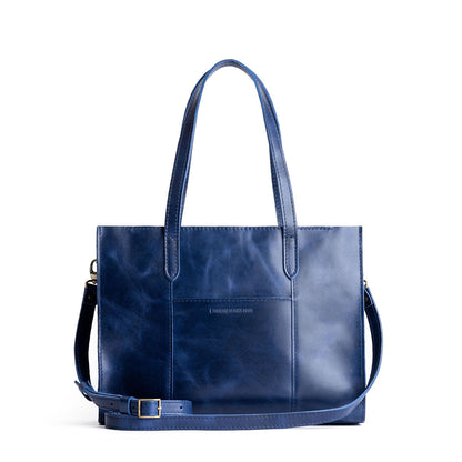 Cowboy Blue*East/West | Structured wide tote bag with overlapping panels and crossbody strap