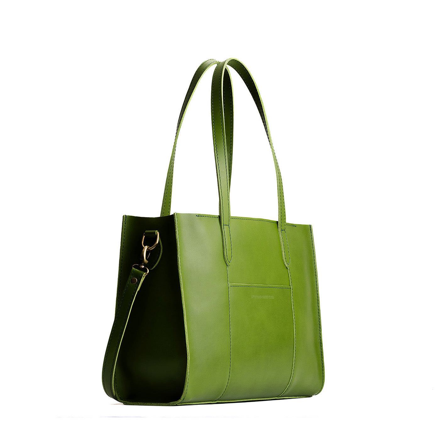 Green Apple*East/West | Structured wide tote bag with overlapping panels and crossbody strap