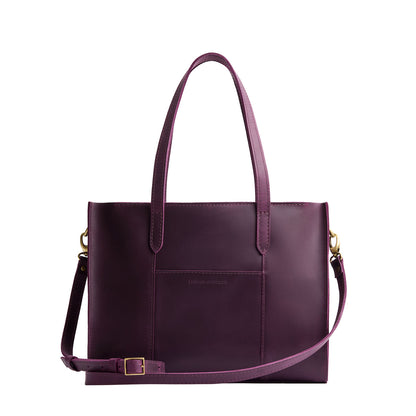 Larkspur*East/West | Structured wide tote bag with overlapping panels and crossbody strap