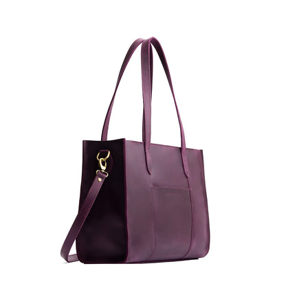 Larkspur*East/West | Structured wide tote bag with overlapping panels and crossbody strap