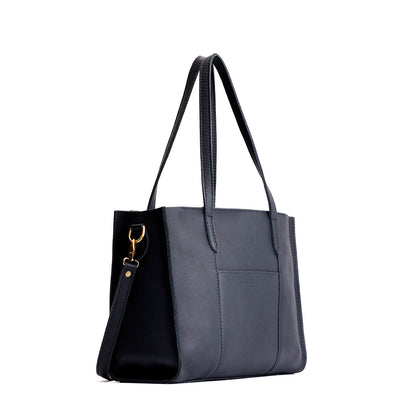 Night Owl*East/West | Structured wide tote bag with overlapping panels and crossbody strap