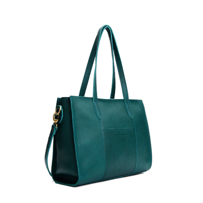 Sea Glass*East/West | Structured wide tote bag with overlapping panels and crossbody strap