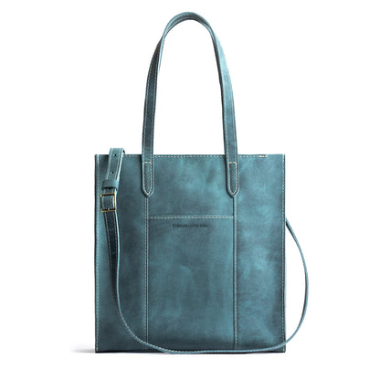 Aqua*North/South | Structured large tote bag with overlapping panels and crossbody strap
