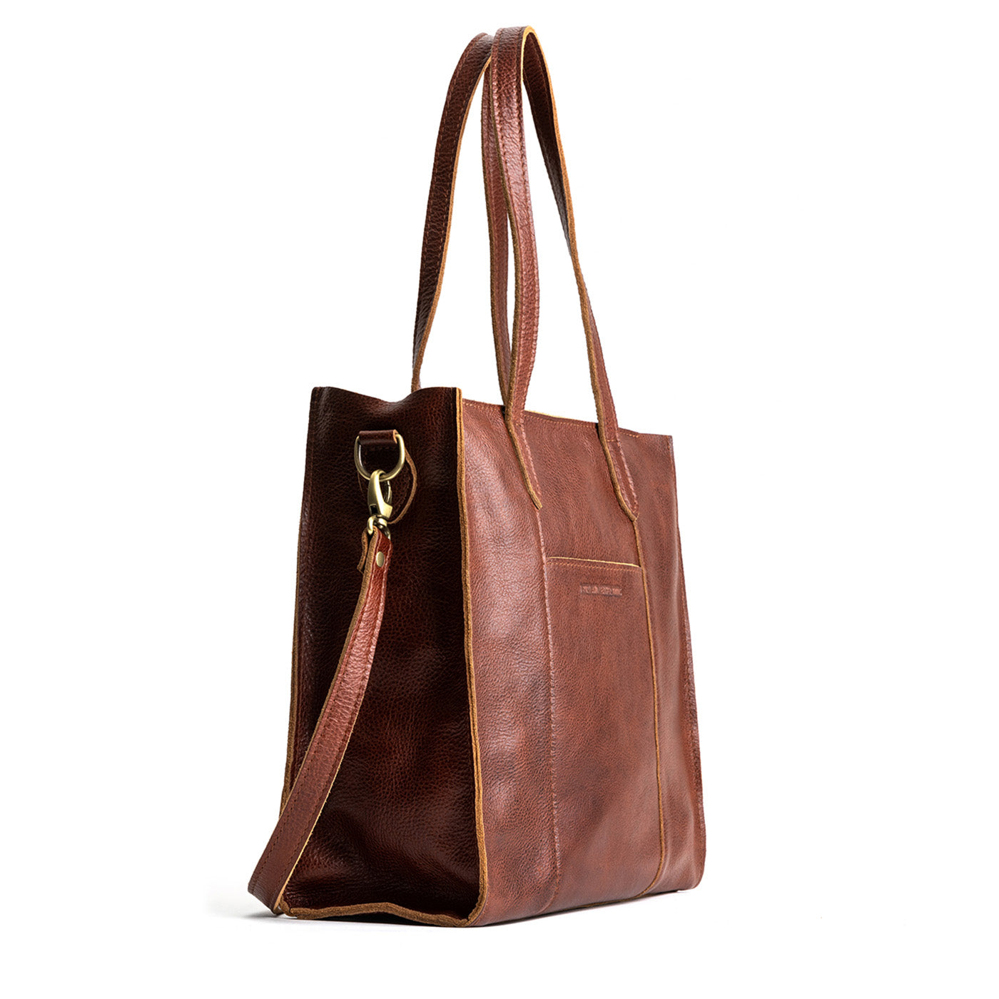 Nutmeg*North/South | Structured large tote bag with overlapping panels and crossbody strap
