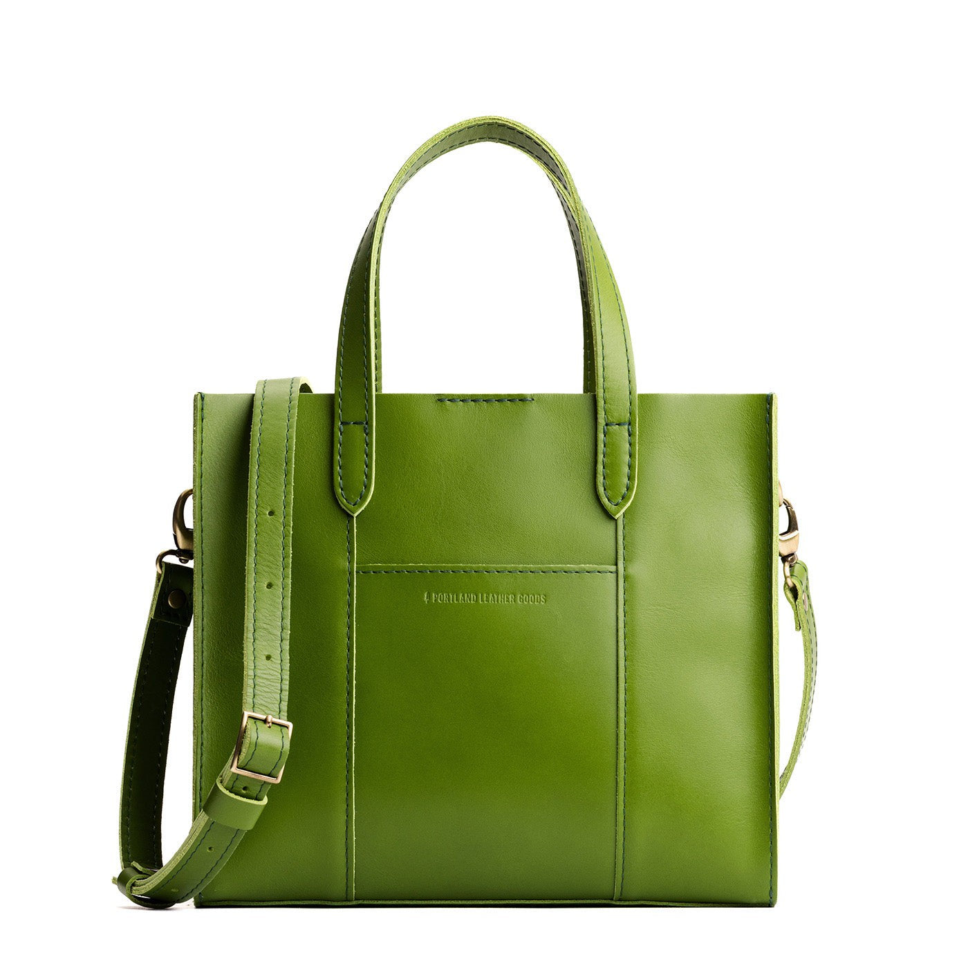 Green Apple | Structured mid-size tote bag with overlapping panels and crossbody strap