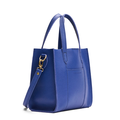Molino Blue | Structured mid-size tote bag with overlapping panels and crossbody strap