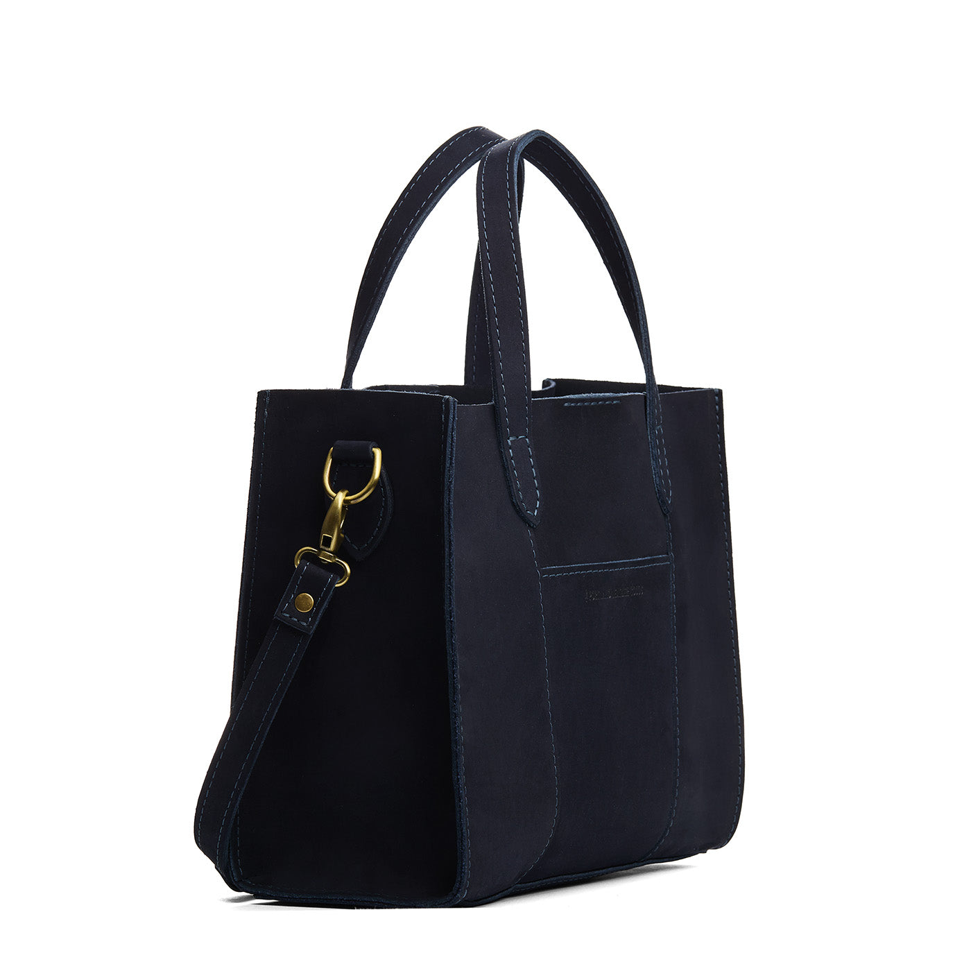 Velvet Blue | Structured mid-size tote bag with overlapping panels and crossbody strap