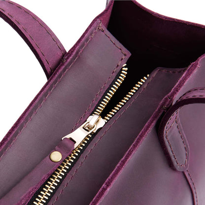 Larkspur*Zipper | Structured mid-size tote bag with overlapping panels and crossbody strap