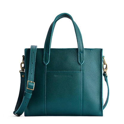 Sea Glass*Zipper | Structured mid-size tote bag with overlapping panels and crossbody strap
