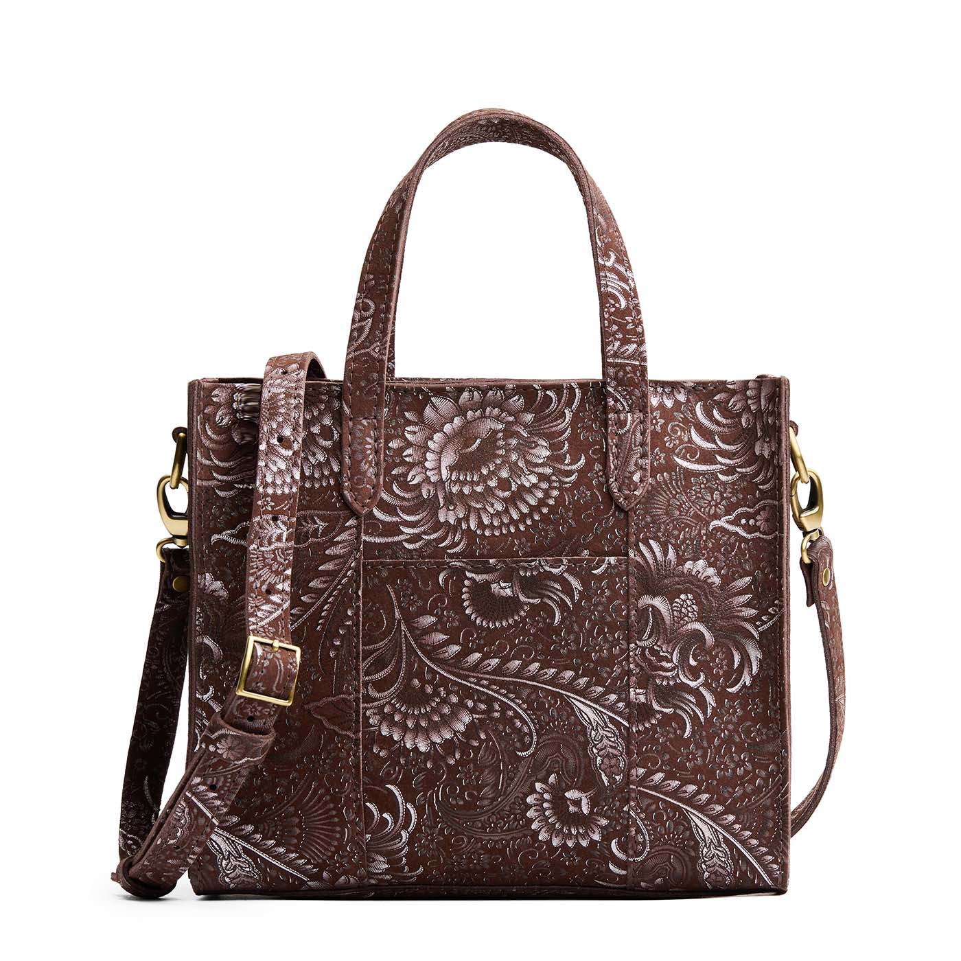 Sepia*Zipper | Structured mid-size tote bag with overlapping panels and crossbody strap