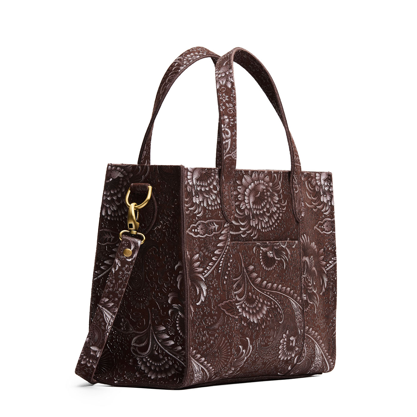Sepia*Zipper | Structured mid-size tote bag with overlapping panels and crossbody strap