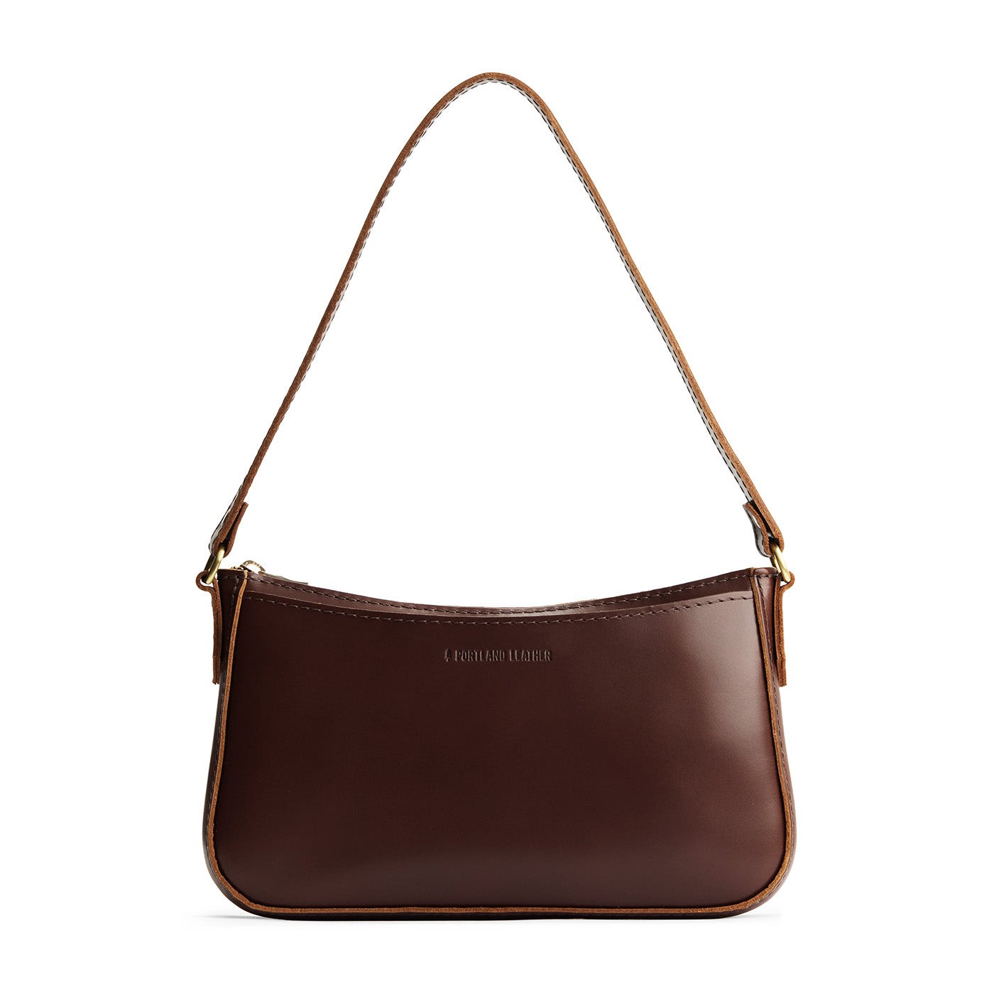 Chocolate Brown*Small | Petite bean shaped shoulder bag with a zipper closure