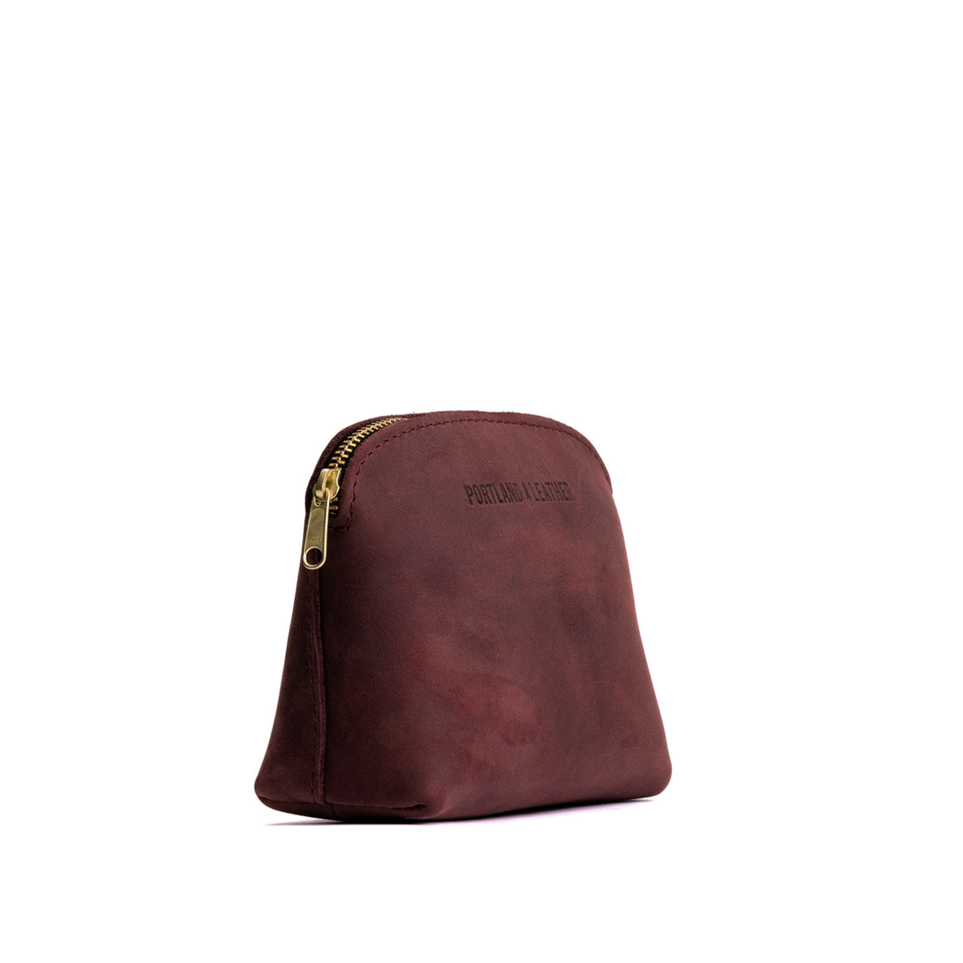 Merlot*Classic | Compact leather pouch with top zipper