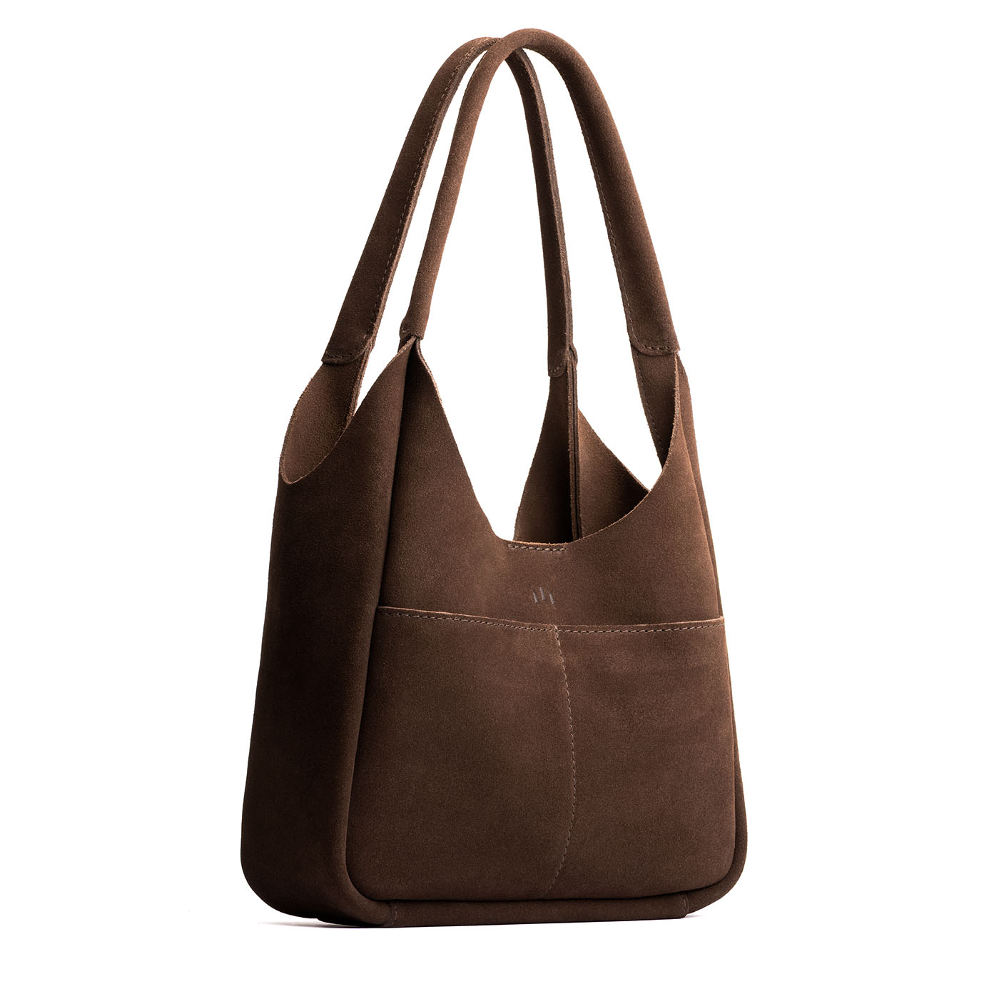 Stagecoach*Large | U-shaped, flat-bottomed leather shoulder bag with two outside pockets