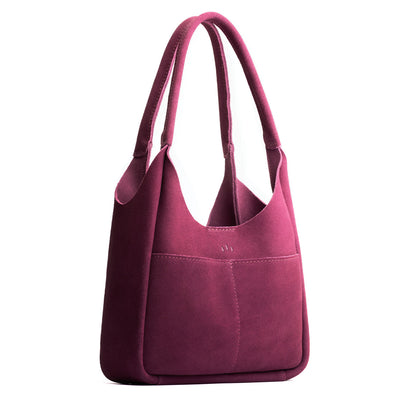 Superbloom*Large | U-shaped, flat-bottomed leather shoulder bag with two outside pockets