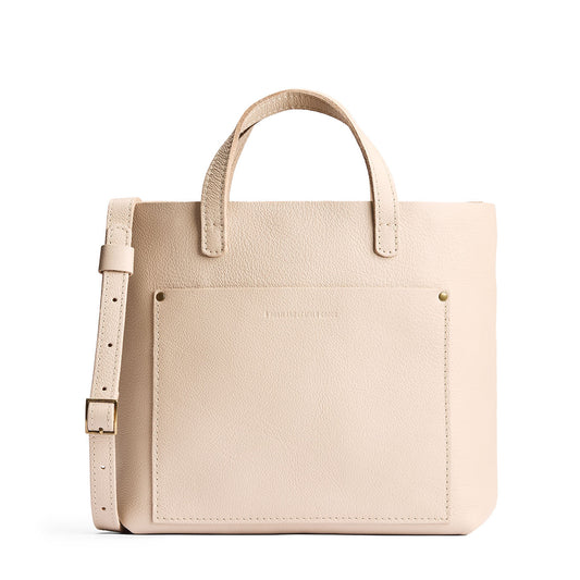 Pebbled Bone*Classic | Midsize crossbody tote with handles and a pocket
