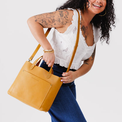 Sunflower | Midsize crossbody tote with handles and a pocket