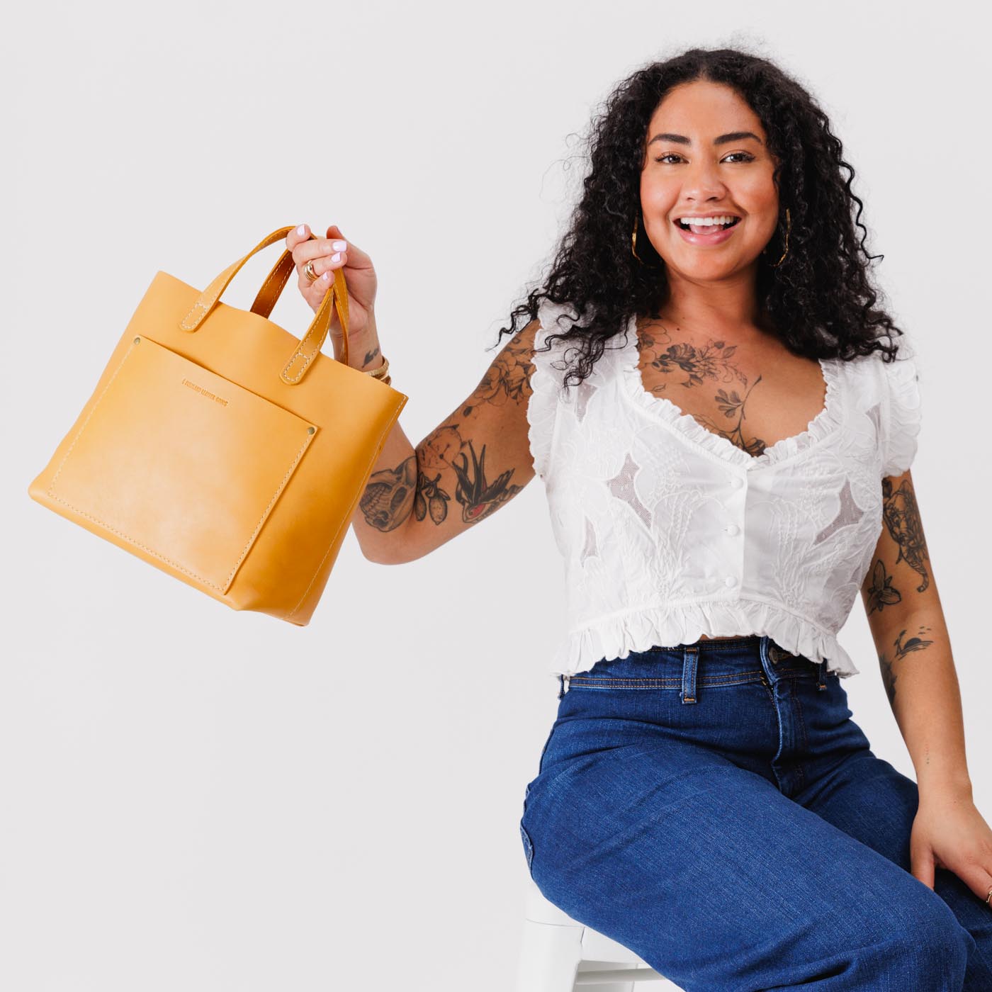 Sunflower | Midsize crossbody tote with handles and a pocket