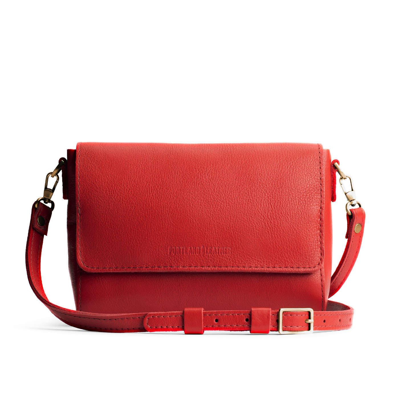 Poppy Red*Medium | Leather Crossbody Bag with Magnetic Messenger Bag