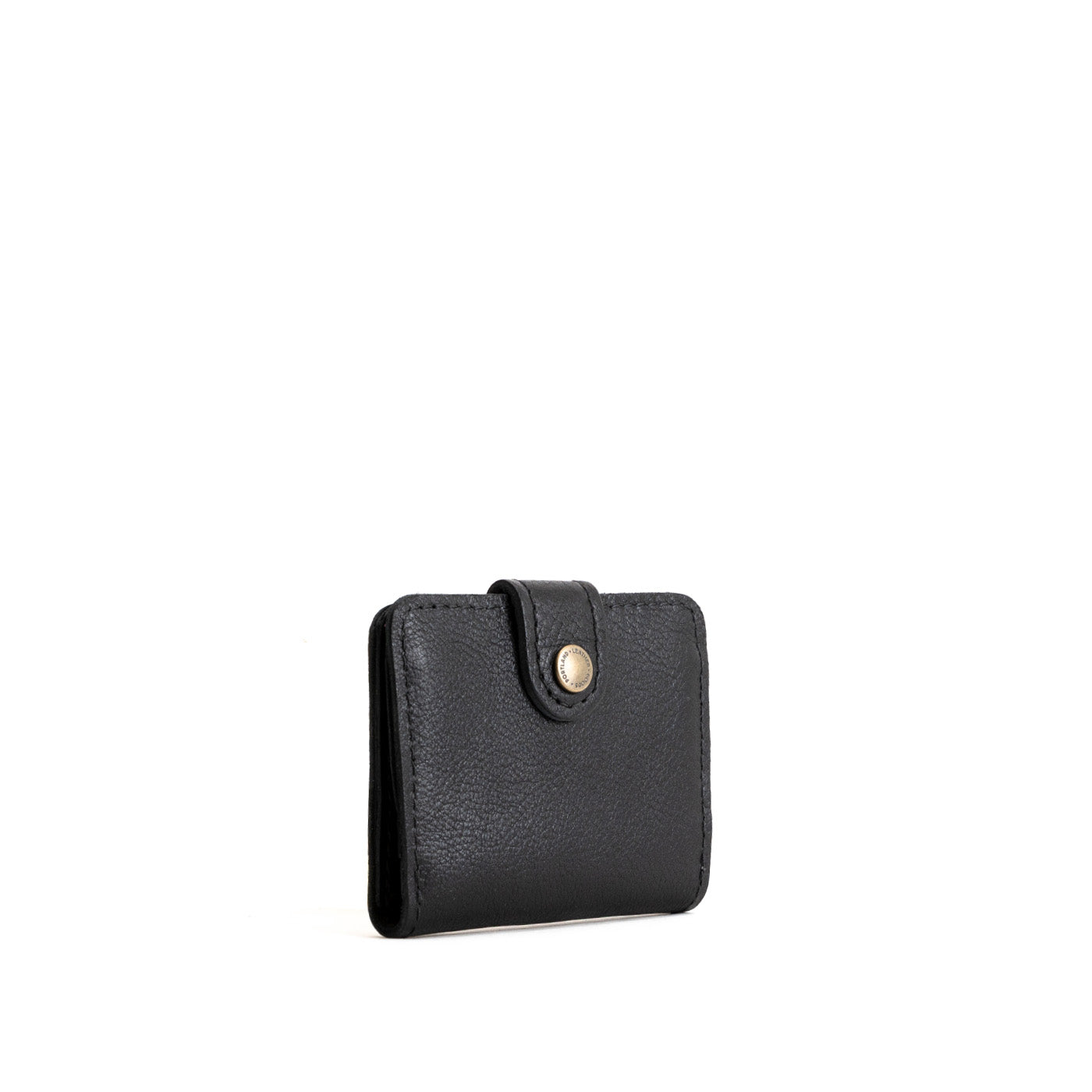 Pebbled--black | Small leather wallet with snap closed