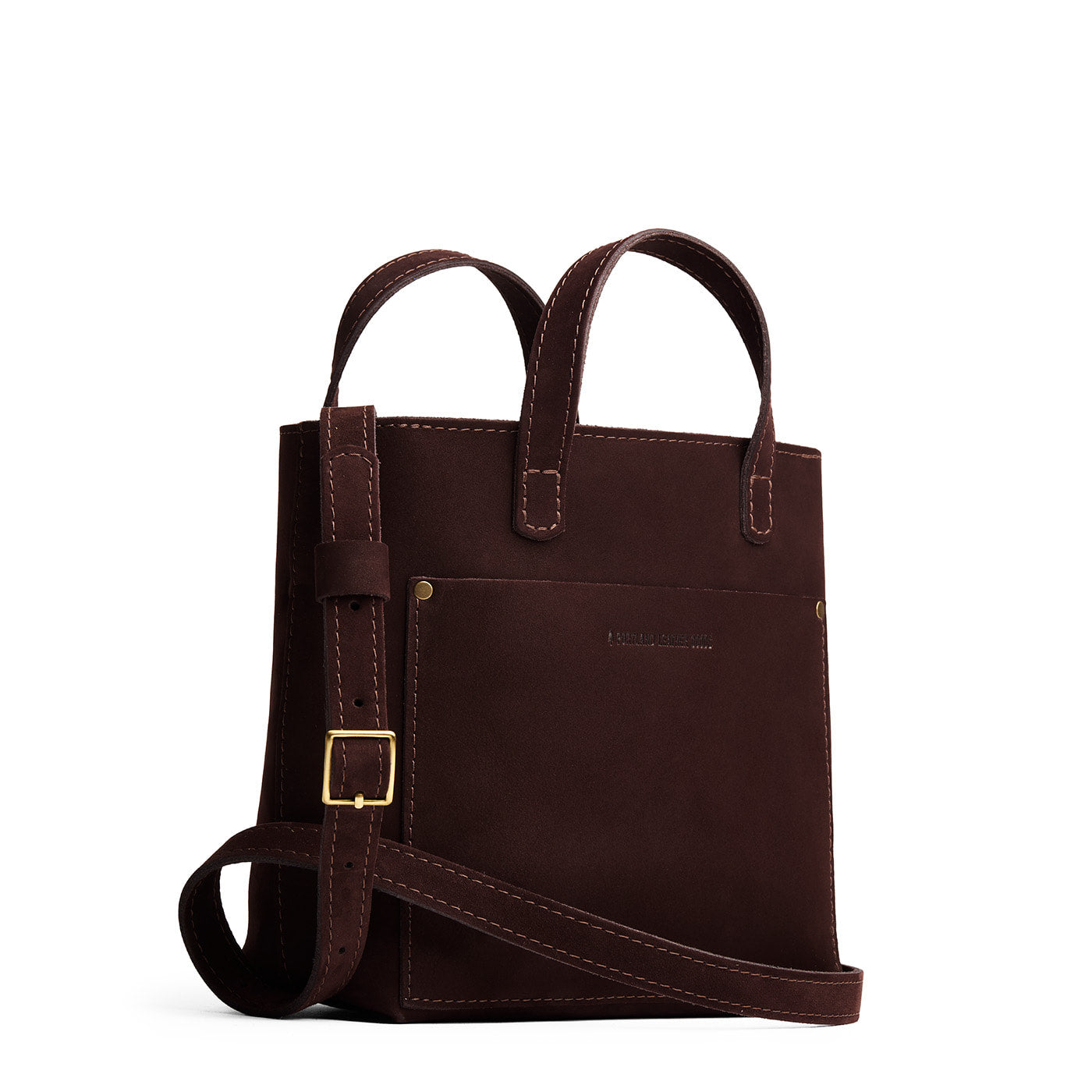 Velvet Brown*Zipper | Crossbody tote bag with zipper closure and front pocket