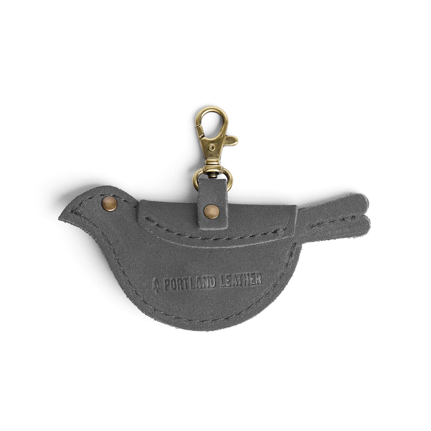 Smoke Grey | Bird shaped pouch with button closure and lobster clasp