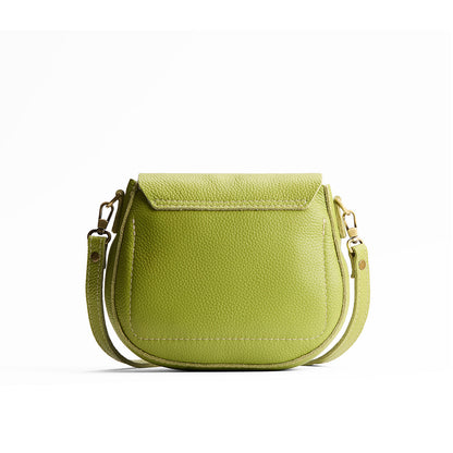 Wasabi*Small | Petite leather Crossbody with a flap and magnetic closure