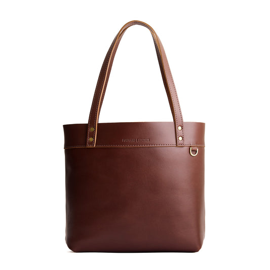 Cognac*Medium*Classic | Leather tote bag with riveted straps and exterior key loop