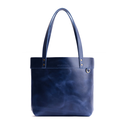 Cowboy Blue*Medium*Classic | Leather tote bag with riveted straps and exterior key loop
