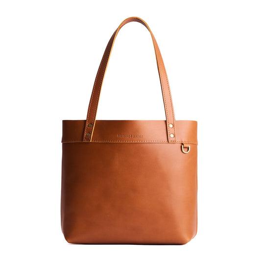 Honey*Medium*Classic | Leather tote bag with riveted straps and exterior key loop