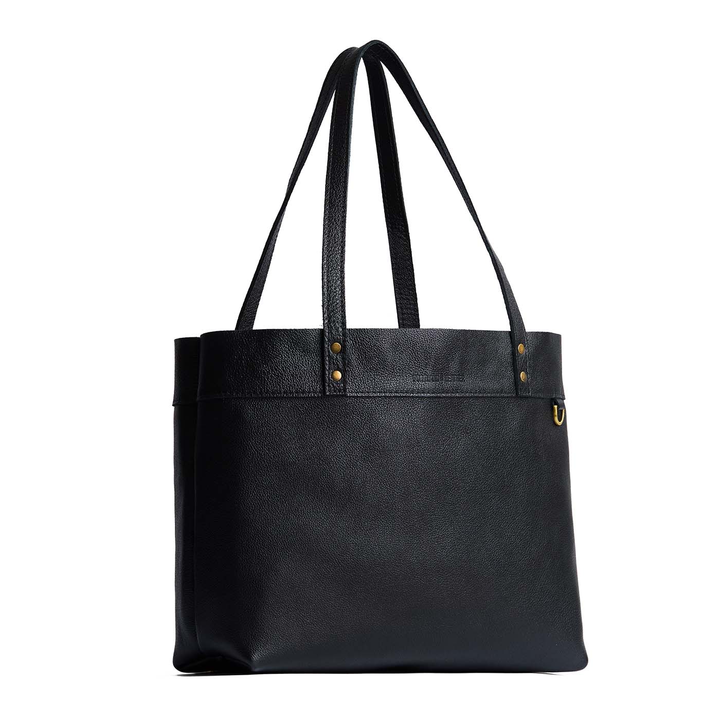 Pebbled--black*Large*Classic | Leather tote bag with riveted straps and exterior key loop