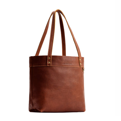 Nutmeg*Medium*Classic | Leather tote bag with riveted straps and exterior key loop
