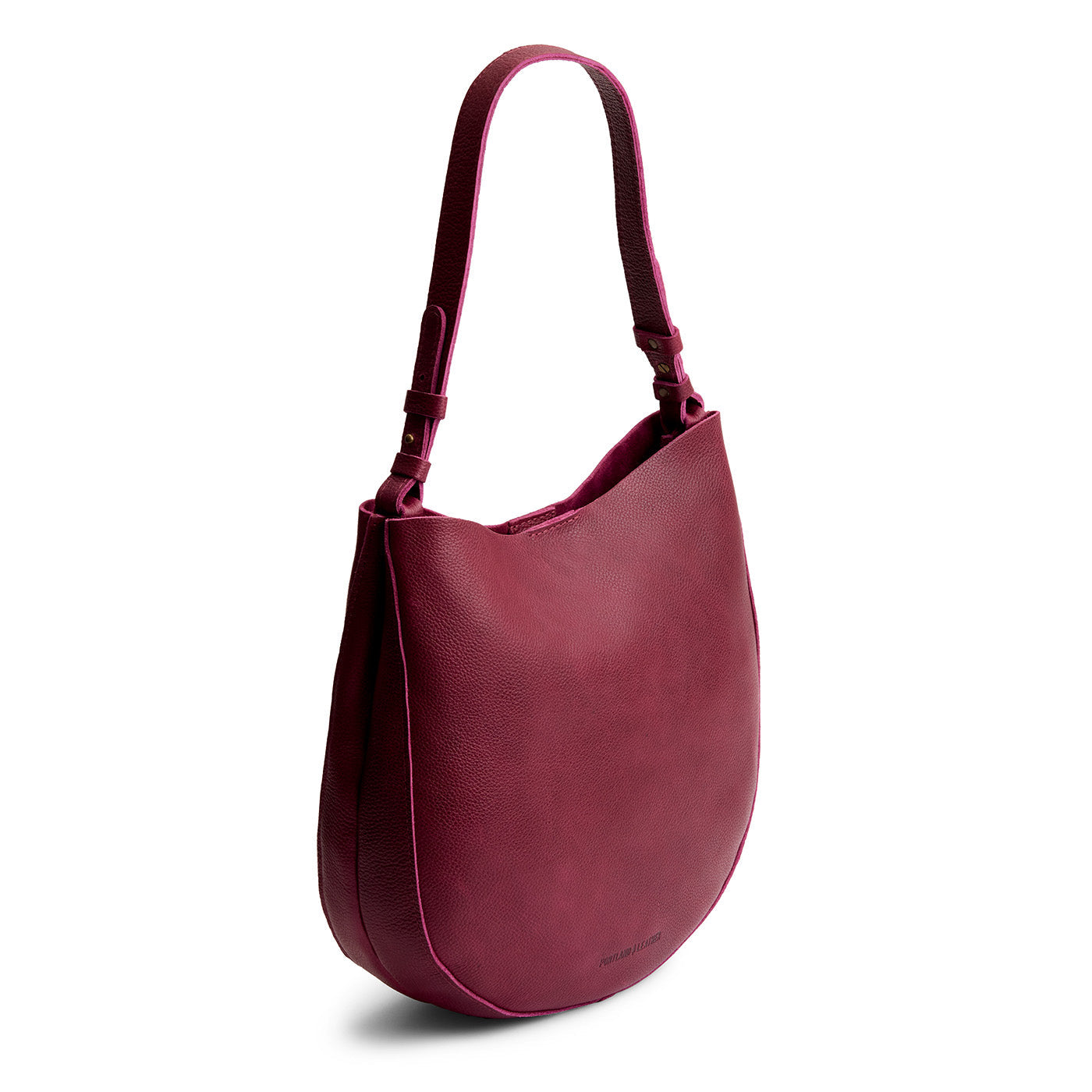 Orchid*Large | Rounded shoulder bag with adjustable strap on a white background