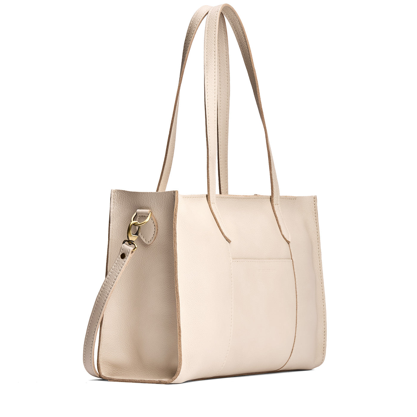 Pebbled Bone*Oversized East/West | Structured wide tote bag with overlapping panels and crossbody strap