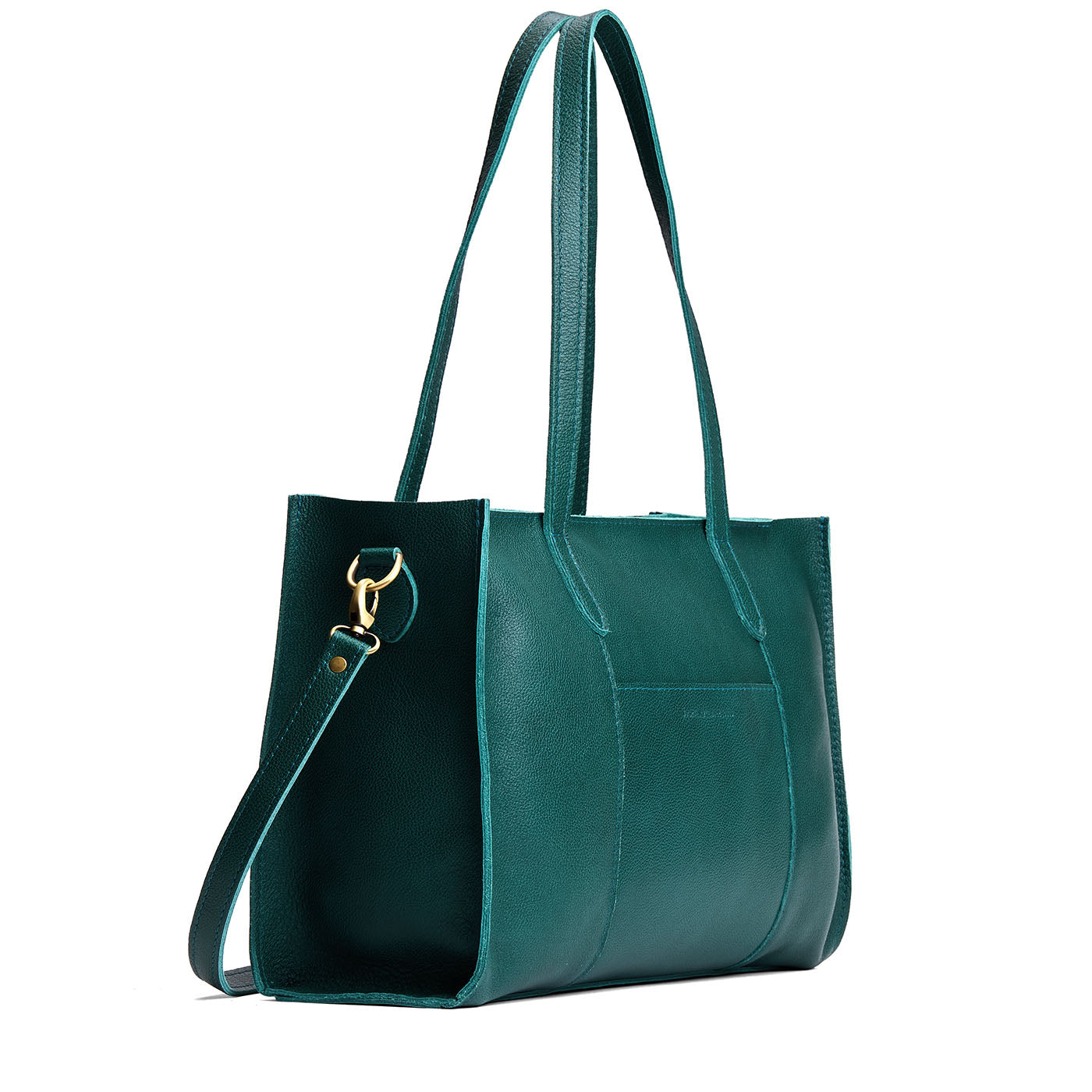 Sea Glass*Oversized East/West | Structured wide tote bag with overlapping panels and crossbody strap