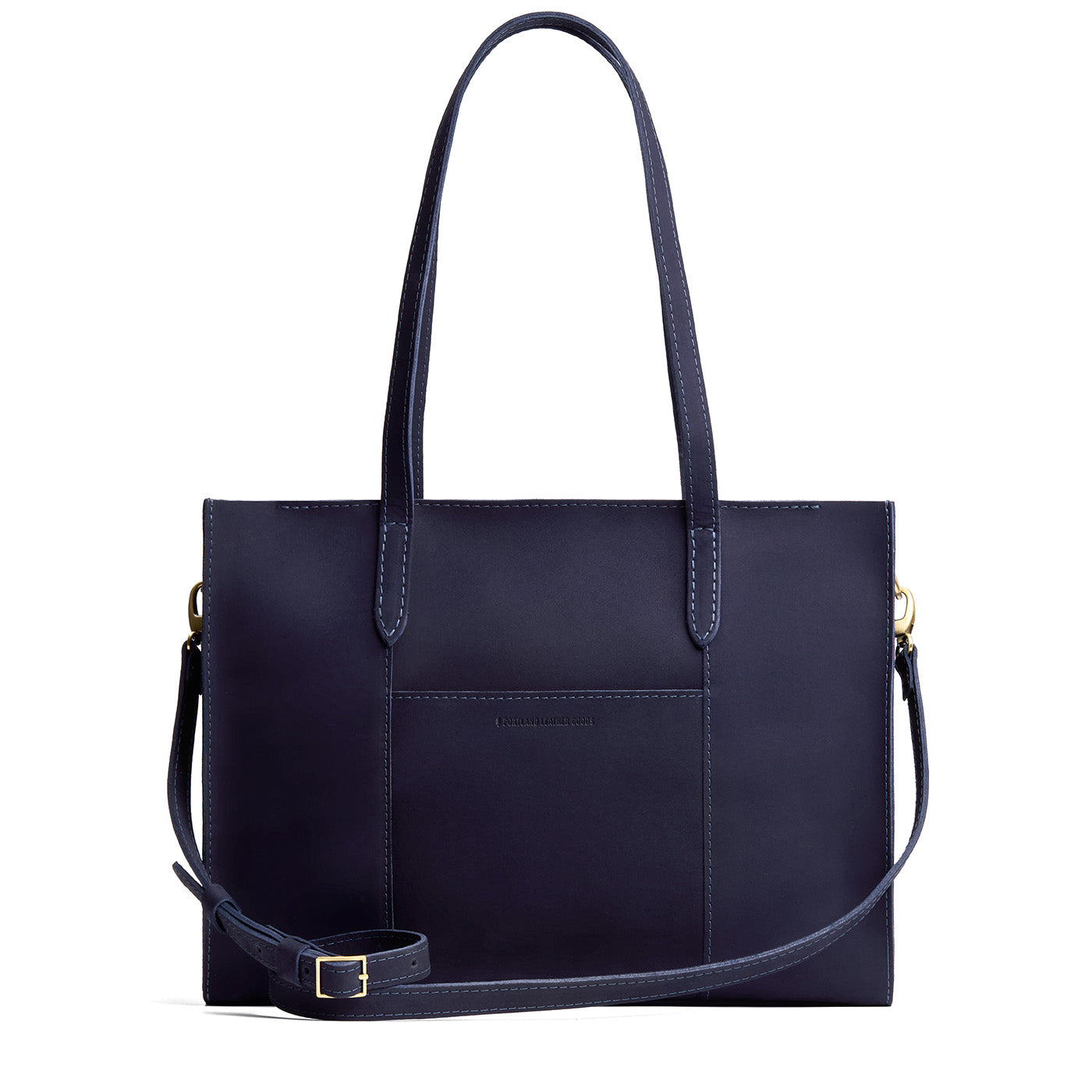 Velvet Blue*Oversized East/West | Structured wide tote bag with overlapping panels and crossbody strap