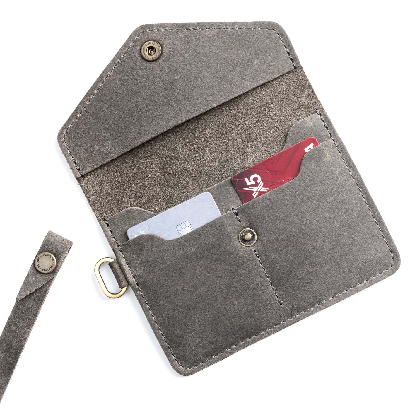 Groupie Grey | Small Leather Passport Wristlet