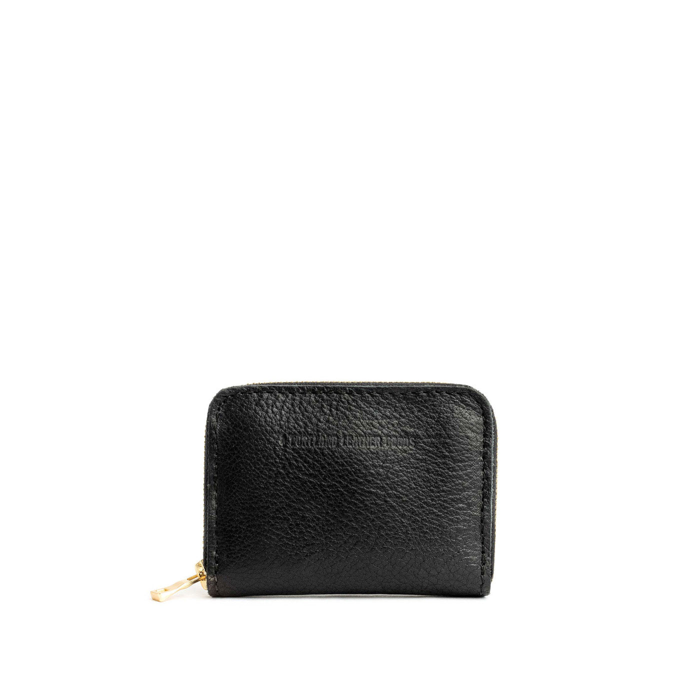Pebbled--black | Small leather wallet with zipper and PLG logo