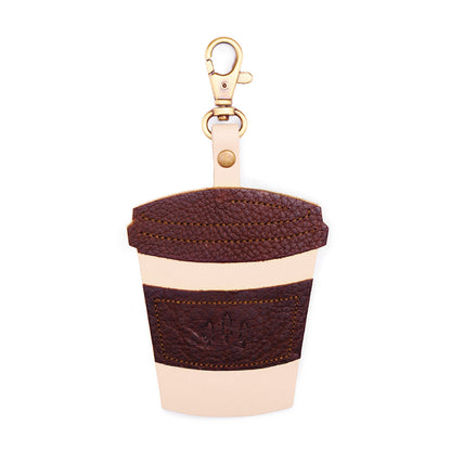 PLG Coffee | Keychain shaped like a to-go coffee cup with a swivel lobster clasp on a white background