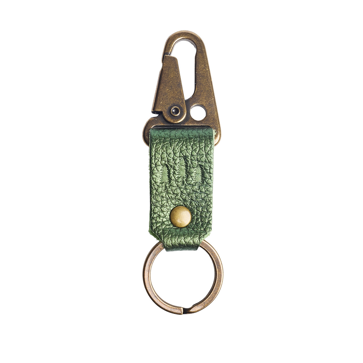 Metallic Greench*Short | leather logo branded keychain